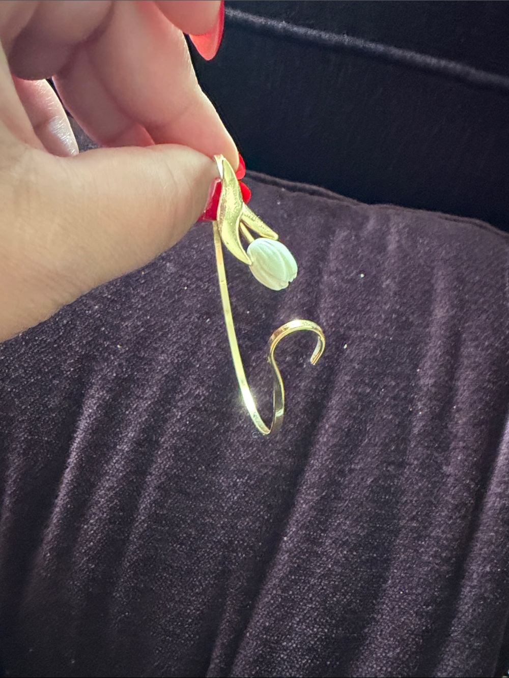 Gold-Tone Tulip Hook Bracelet with White Accent